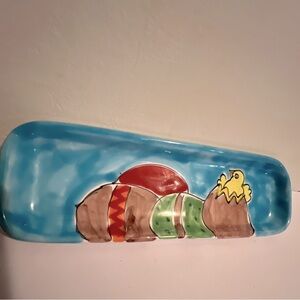 La Musa hand painted pottery Made In Italy Small Serving Tray Easter Eggs Chick